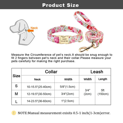 Printed Dog Collar Leash Set