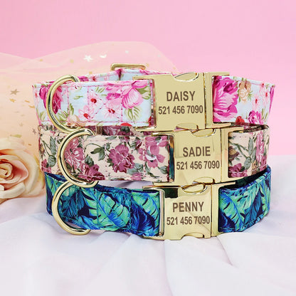 Printed Dog Collar Leash Set