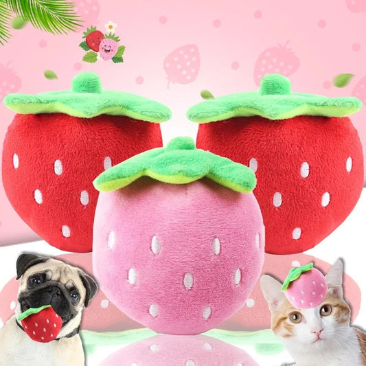 Dog Strawberry Sound Plush Toy