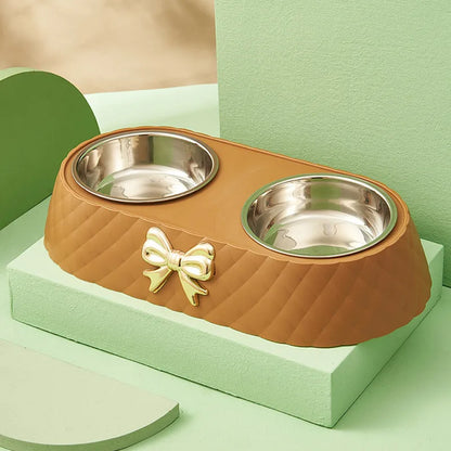 Pet Supplies Bow-tie Bowknot Cats Food Bowl