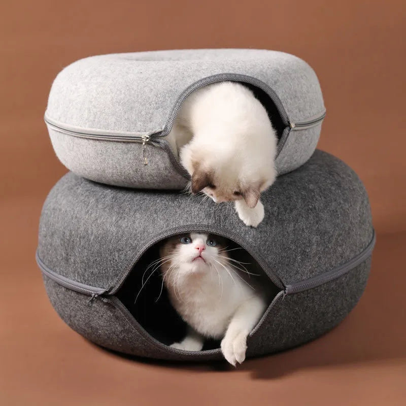 Donut Cat Bed Interactive Tunnel