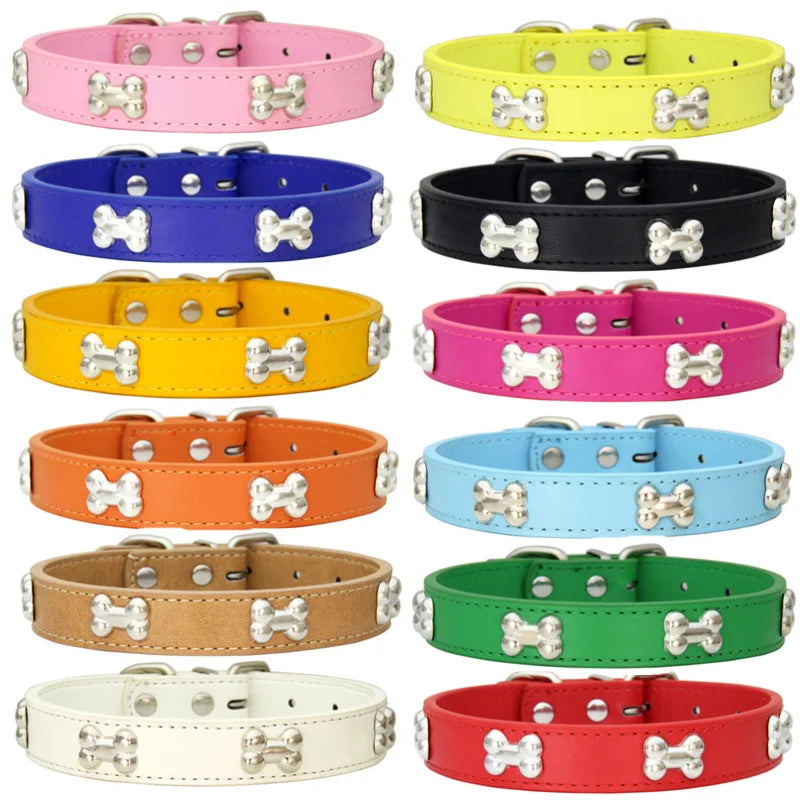 Bone Leather Durable Dog Collar