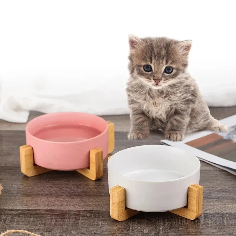 Pet Wood Stand Ceramic Bowl