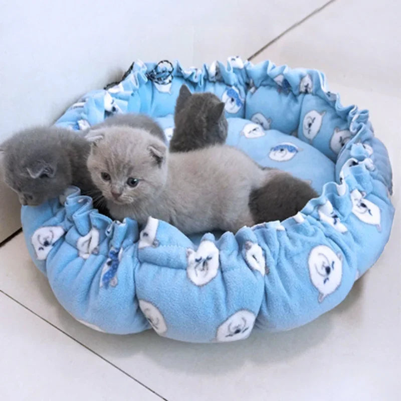 Round Cat Plush House Bed