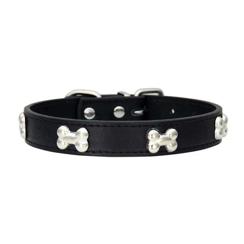 Bone Leather Durable Dog Collar