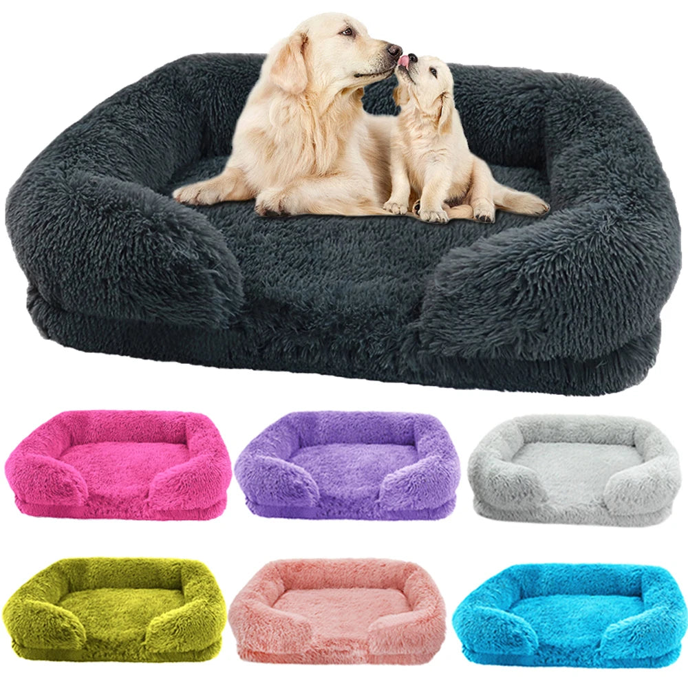 Washable Square Dog Plush Bed