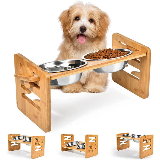 Bamboo Elevated Dog Bowls