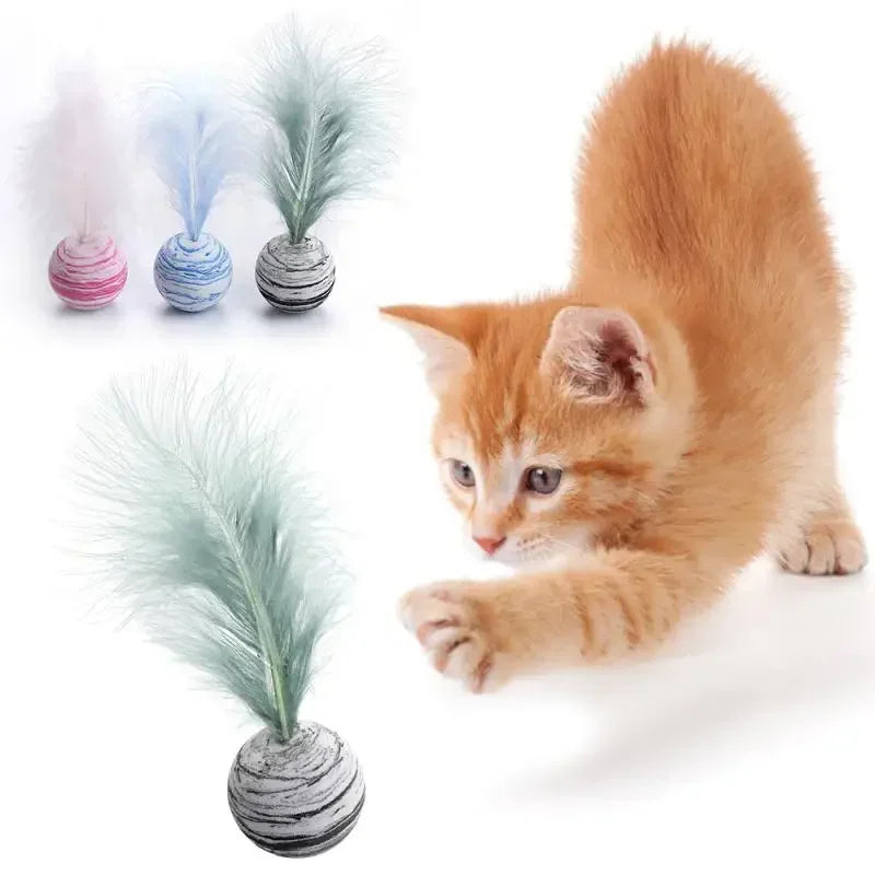 Cat Ball Feather Plush Toy