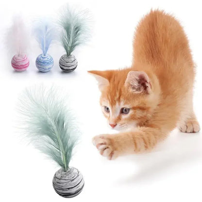 Cat Ball Feather Plush Toy