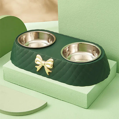 Pet Supplies Bow-tie Bowknot Cats Food Bowl