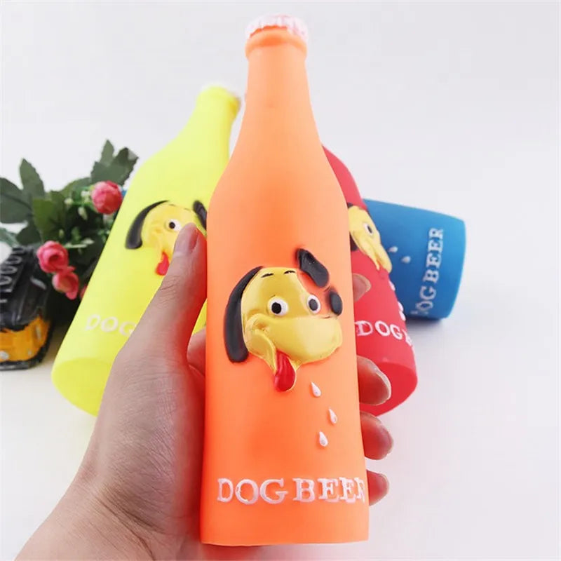 Dog Beer Bottle Squeaky Toy