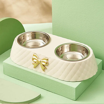 Pet Supplies Bow-tie Bowknot Cats Food Bowl