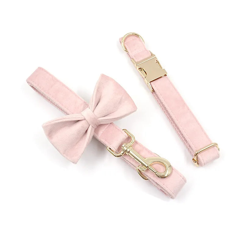 Dog Velvet Collar Leash Harness set